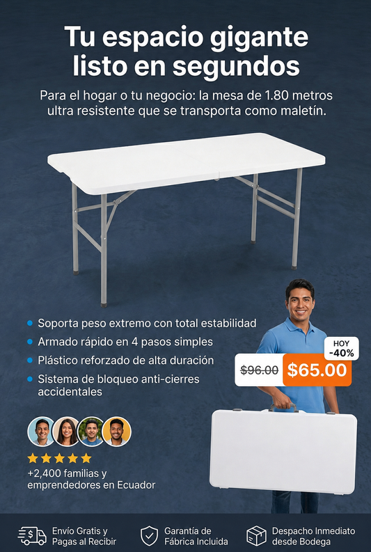 FoldTable Pro™ – Mesa Plegable Multifuncional 6FT 🪑✨- Solo hoy -40% OFF